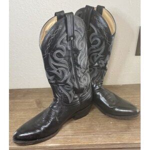Dan Post Black Leather Cowboy Rancher Boots Embroidered Mens Size 9.5 Pointed